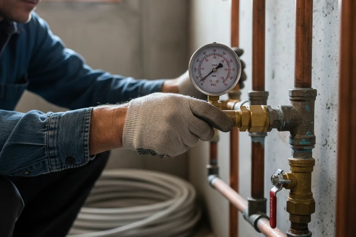 Pressure testing a repaired line during Water Line Repair in Raymond
